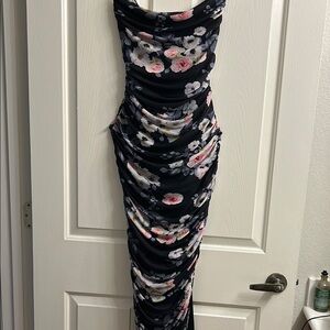 Black and Pink Strapless Bodycon Dress for Weddings